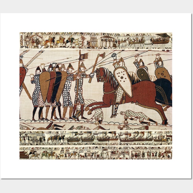 THE BAYEUX TAPESTRY ,BATTLE OF HASTINGS ,NORMAN KNIGHTS COMBATTING HORSEBACK Wall Art by BulganLumini